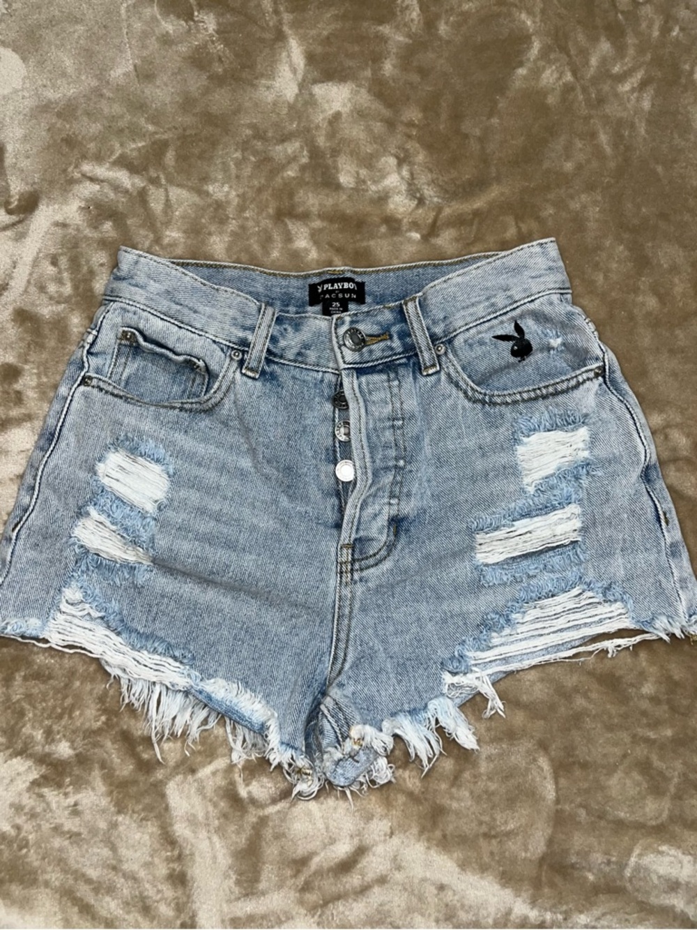 PLAYBOY Light Wash Distressed Denim Shorts